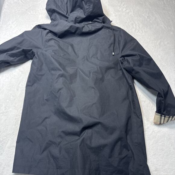 Burberry VTG Black Nova Check Removable Hood Rain Jacket Women’s Large - Picture 10 of 10